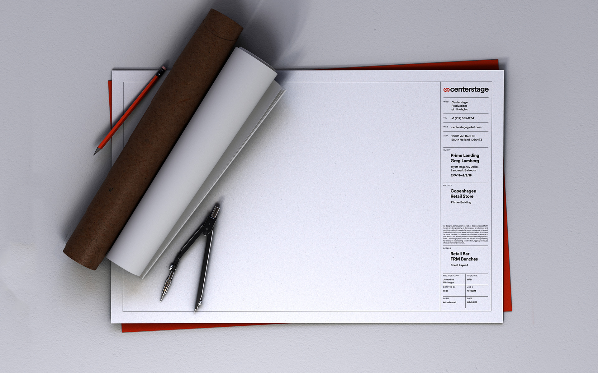 Centerstage title block with drafting tools