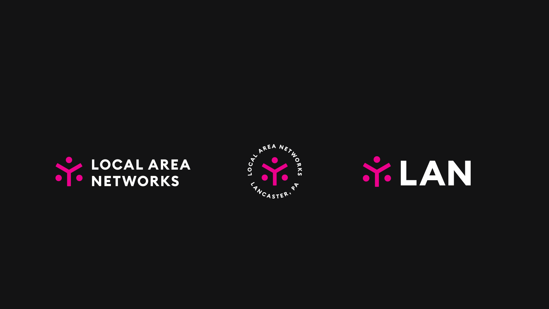 Local Area Networks logos in horizonal, badge and initialized lockups