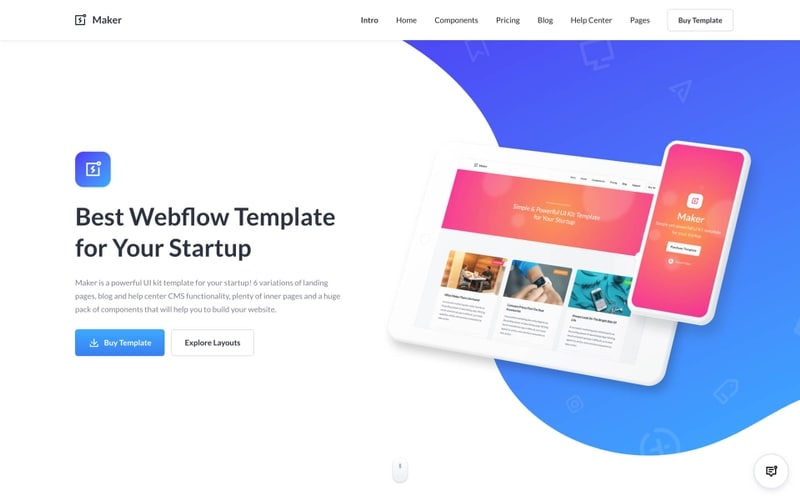 Maker — UI Kit Webflow Template by Elastic Themes