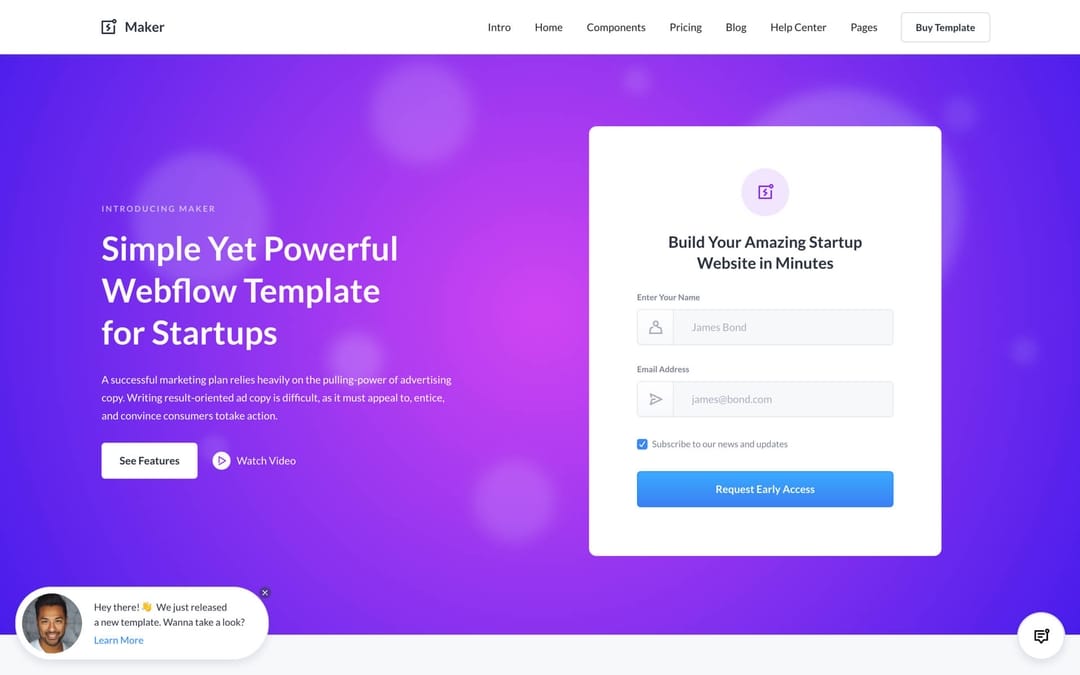 Maker — UI Kit Webflow Template by Elastic Themes