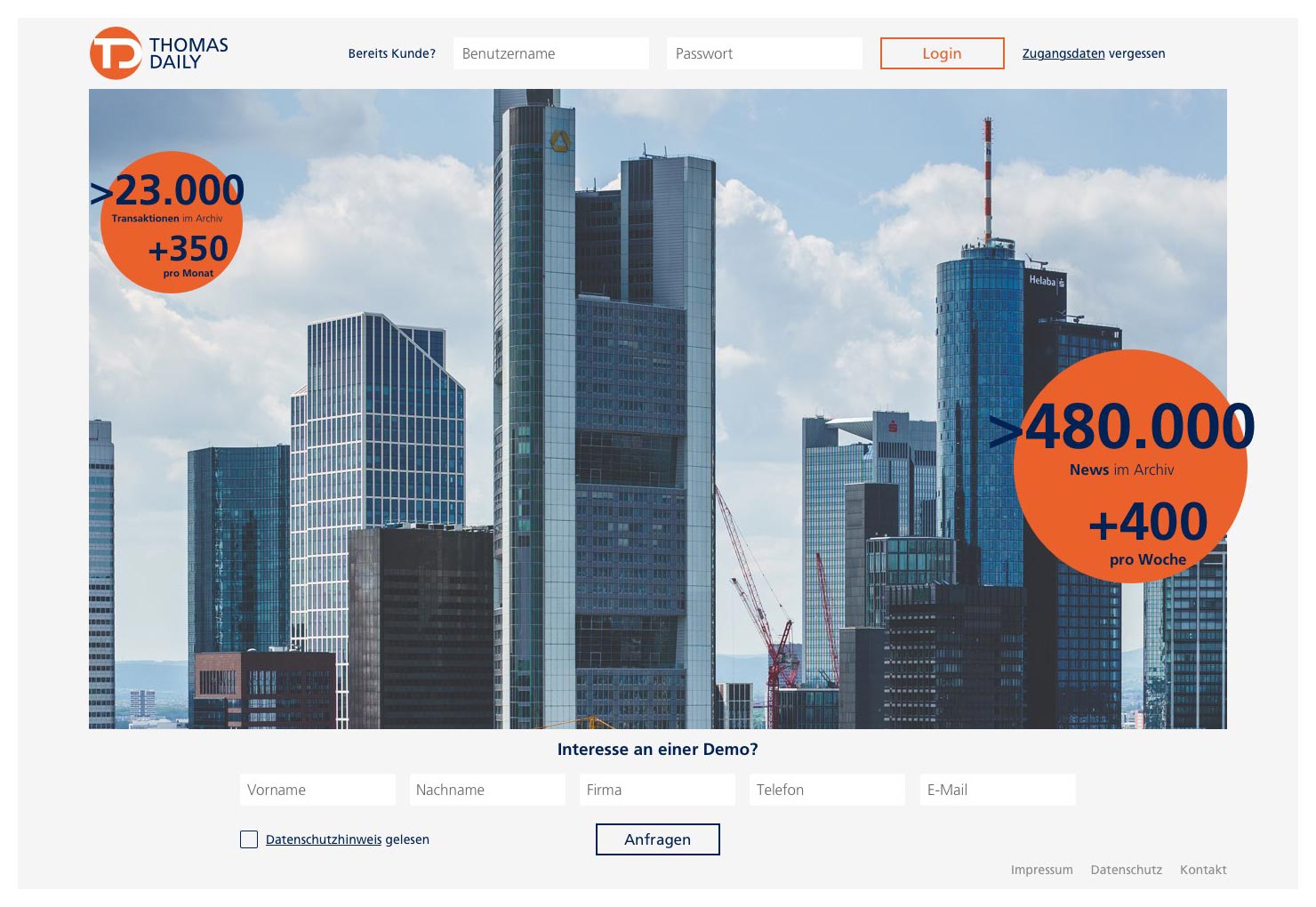 Login Seite Entwicklung