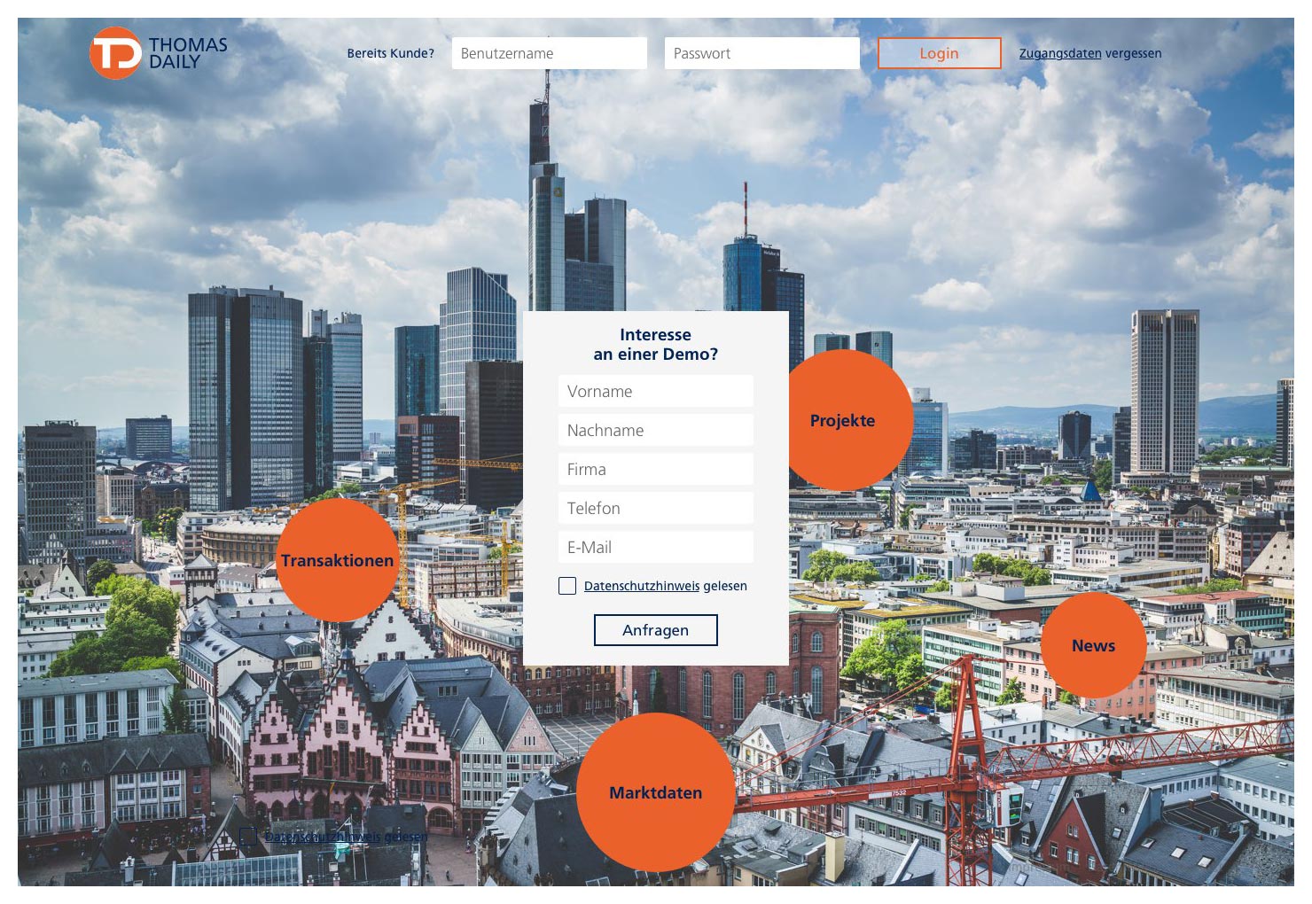 Login Seite Formular