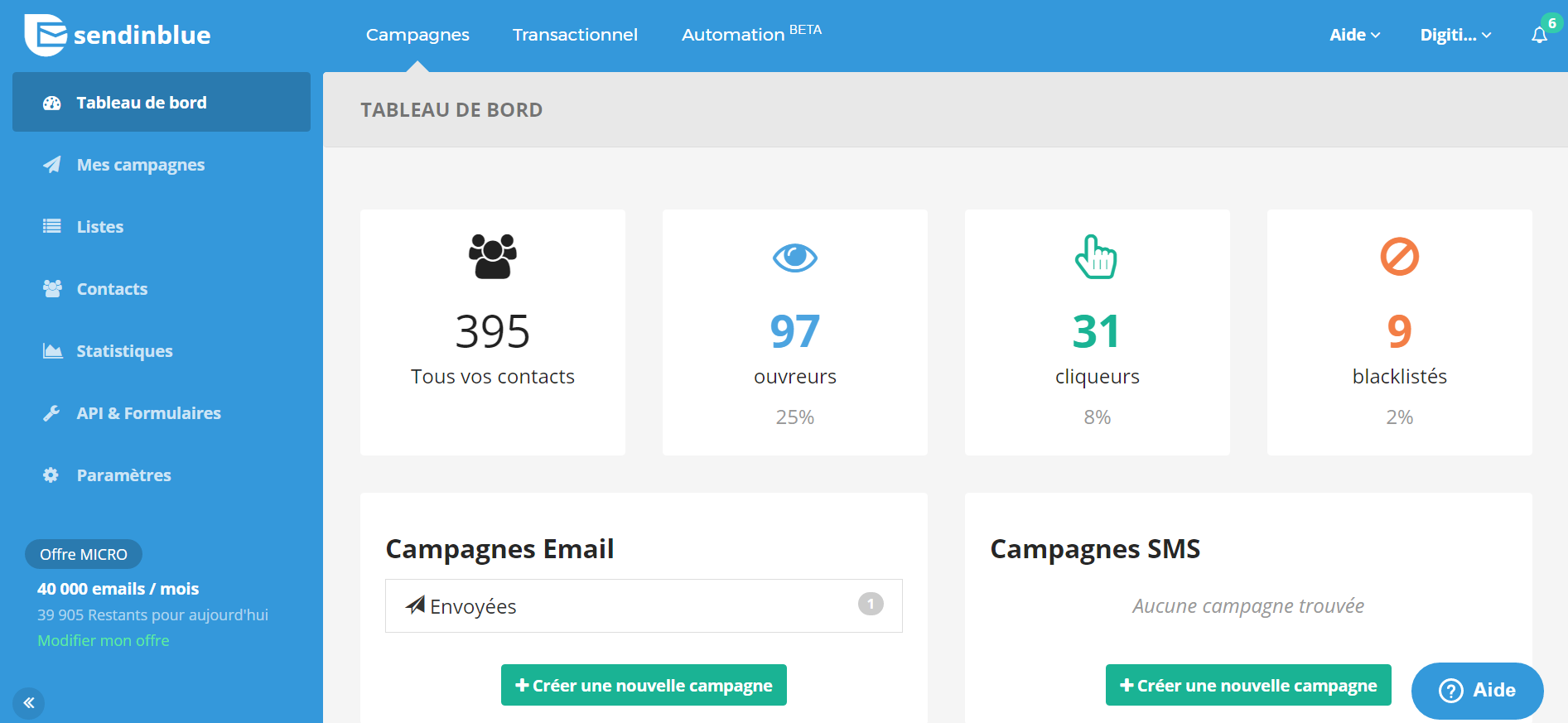 SendinBlue - Meilleure alternative Mailchimp