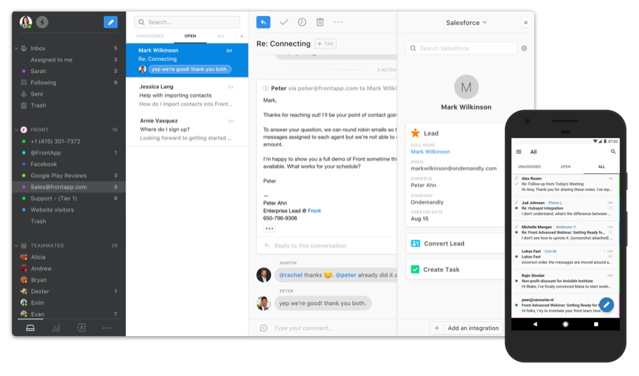 Front, outil de communication interne et de gestion des mails