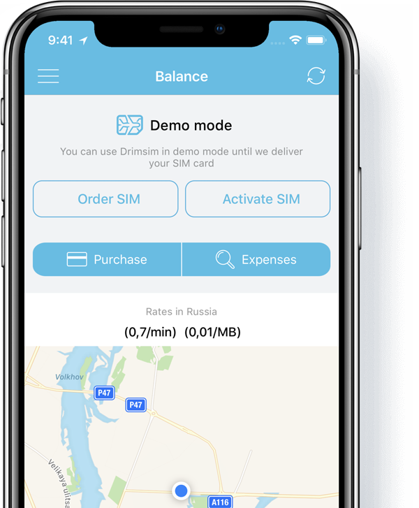 Roaming free sim card in roaming Drimsim