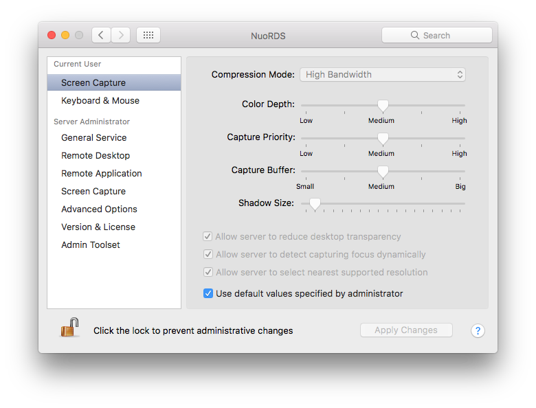 Screen Capture settings