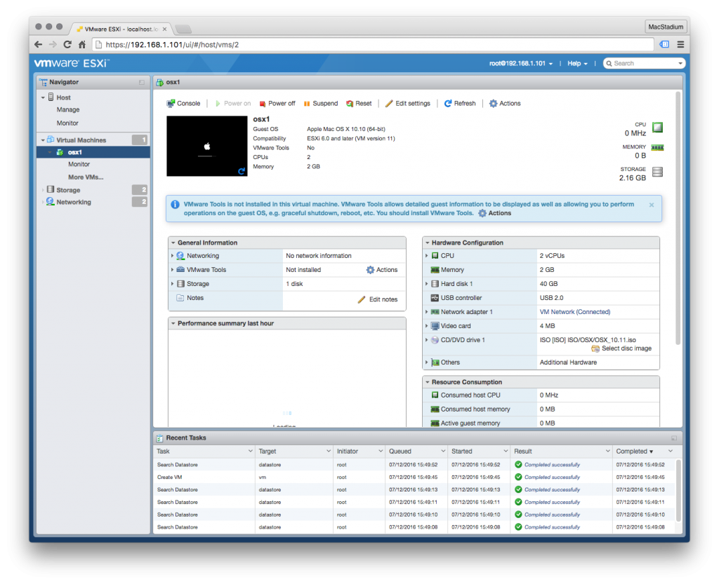 VM screen