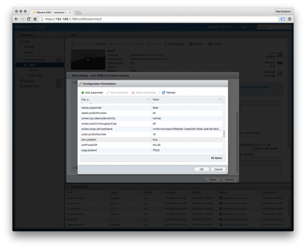VM config parameters
