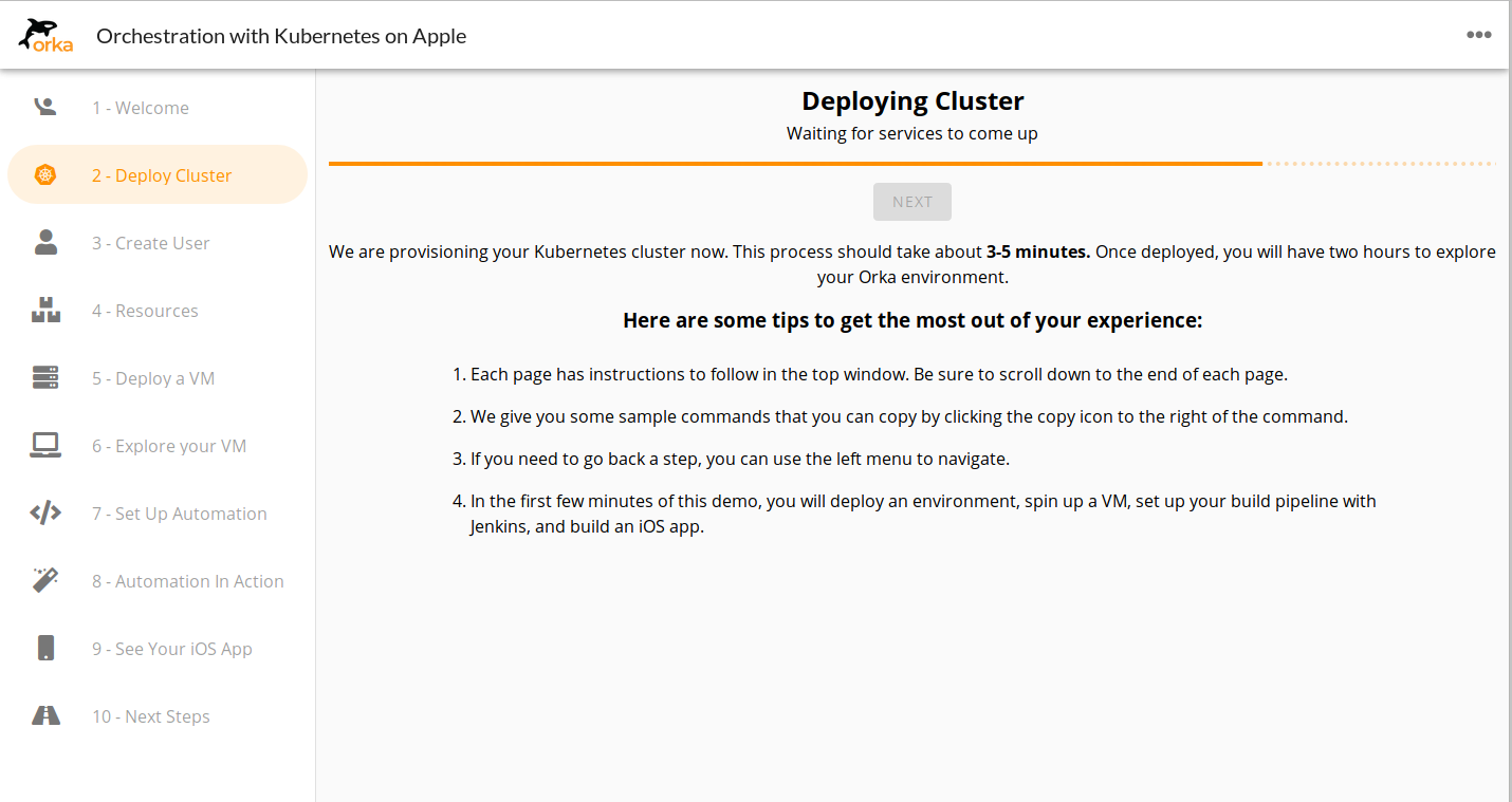 Deploy your Orka cluster