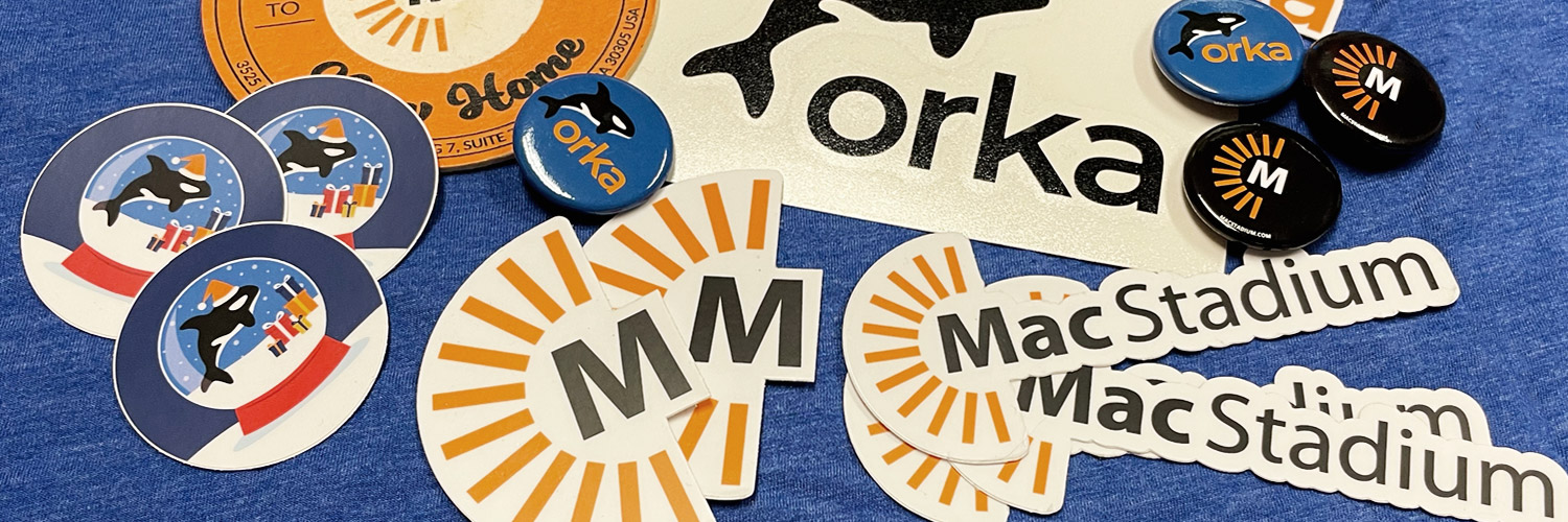 MacStadium stickers and swag made by Sticker Mule