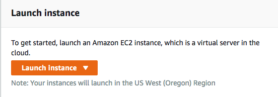Screenshot of the AWS EC2 Launch instance button