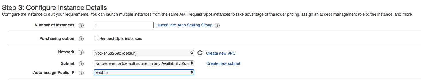 Screenshot of EC2 Instance config details