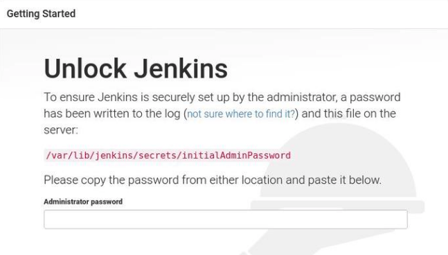 Screenshot of Unlock Jenkins page