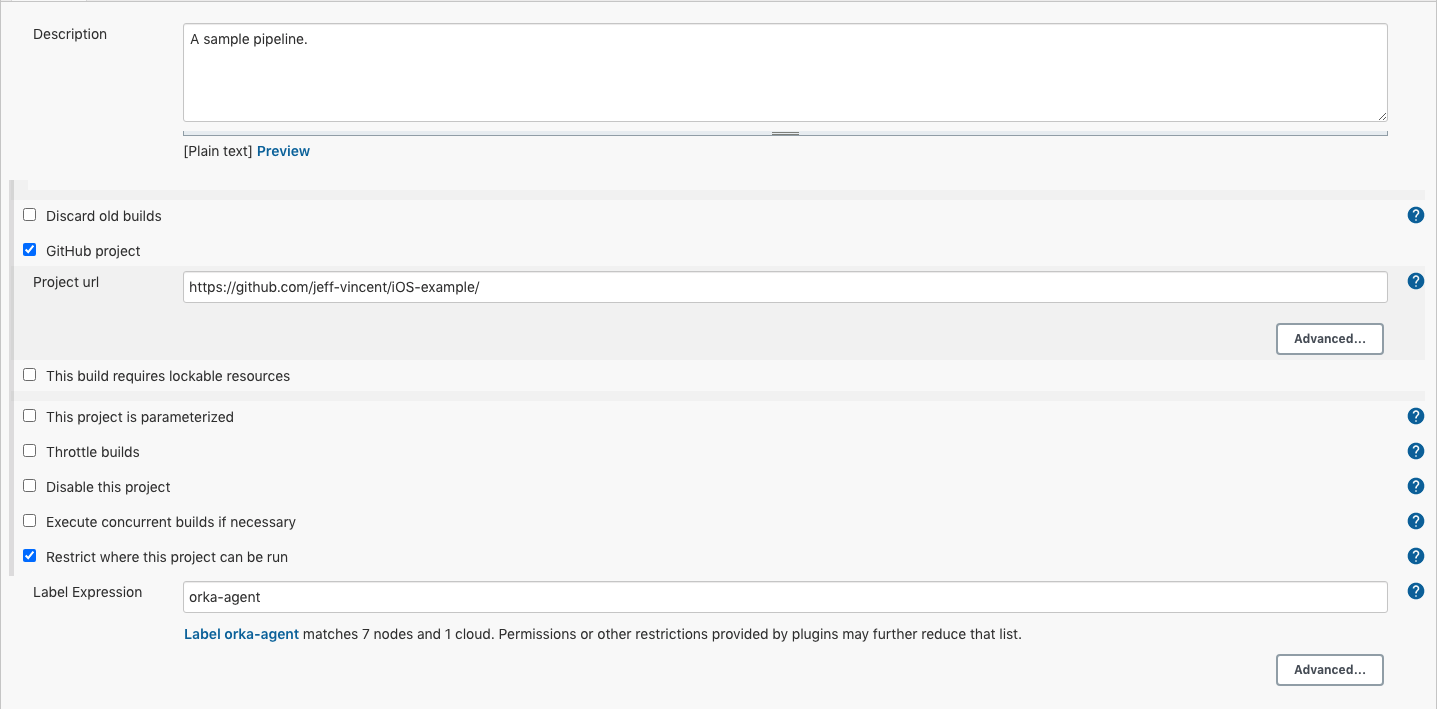 Screenshot of Jenkins create pipeline pag