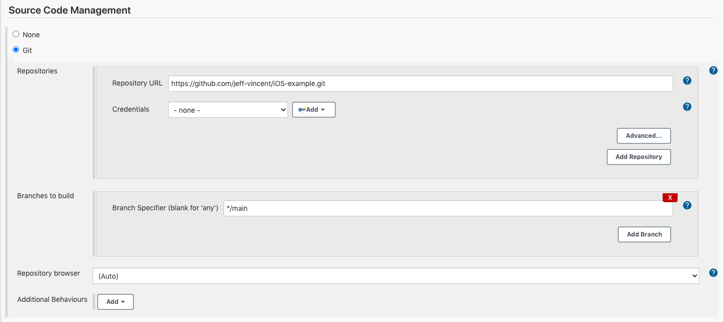 Screenshot of Jenkins Source Code Management page