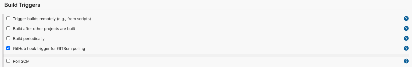 Screenshot of Jenkins build triggers panel