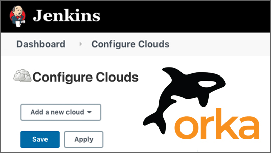Jenkins Configure Clouds screenshot with Orka logo
