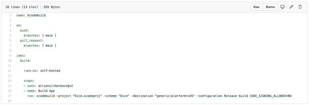 Xcodebuild command screenshot