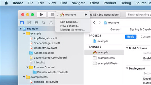 Xcode scheme screenshot