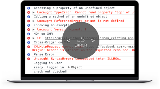 Console log on a laptop screen