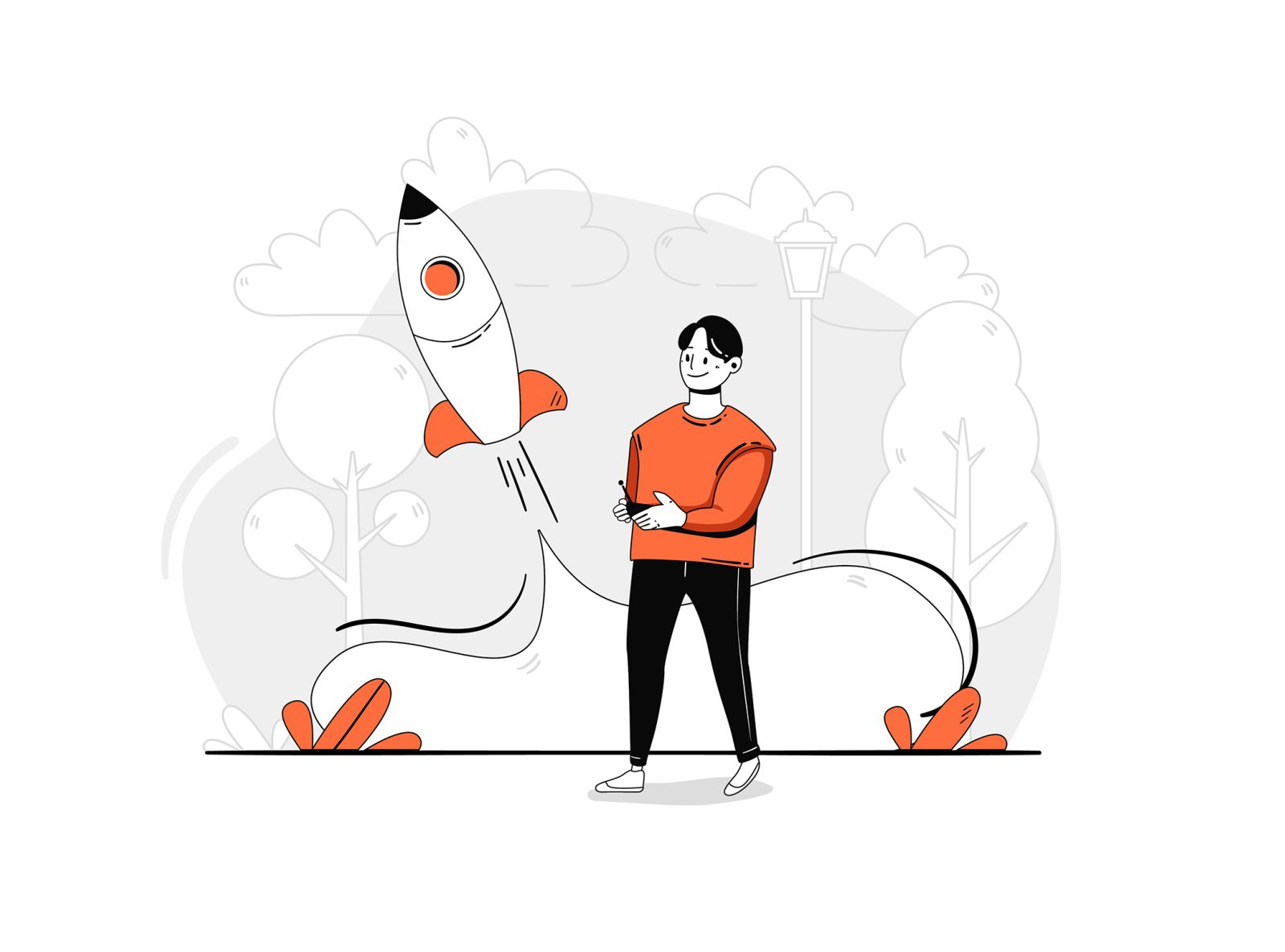 man flying a rocket