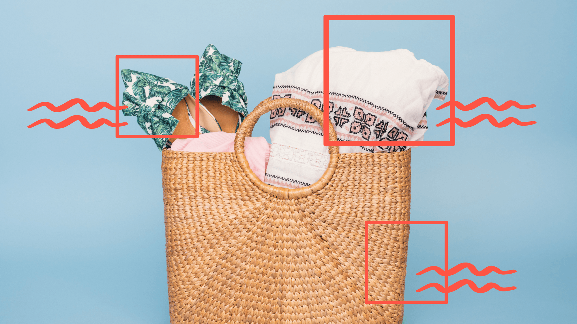 basket with shoes a towel and a shirt