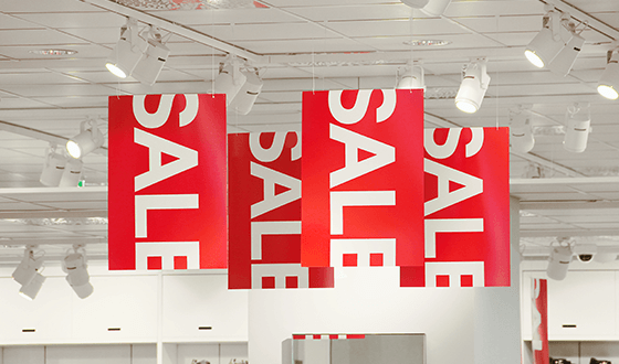 Picture of sale banners on store