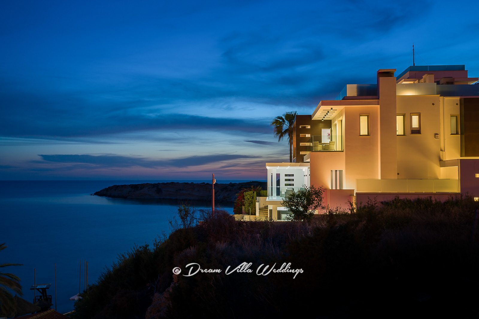 The villa at night