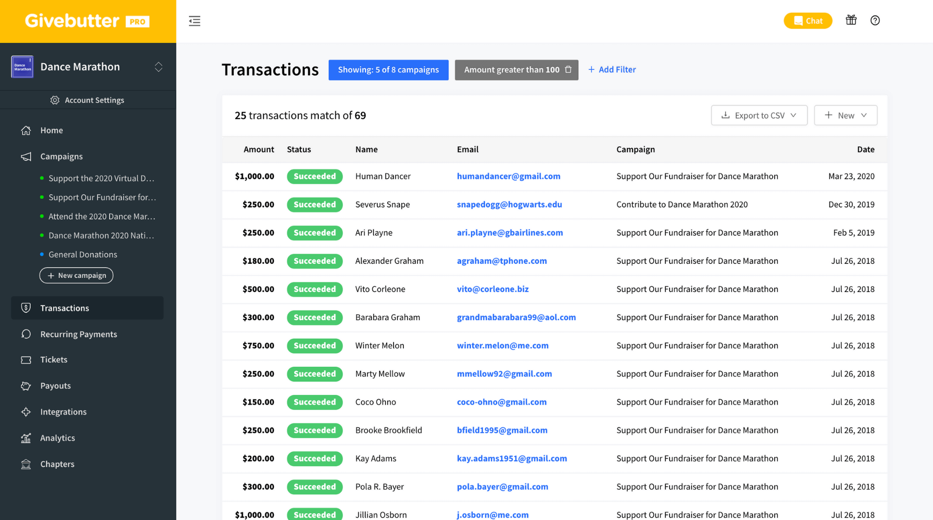 Givebutter Donor Management Screenshot