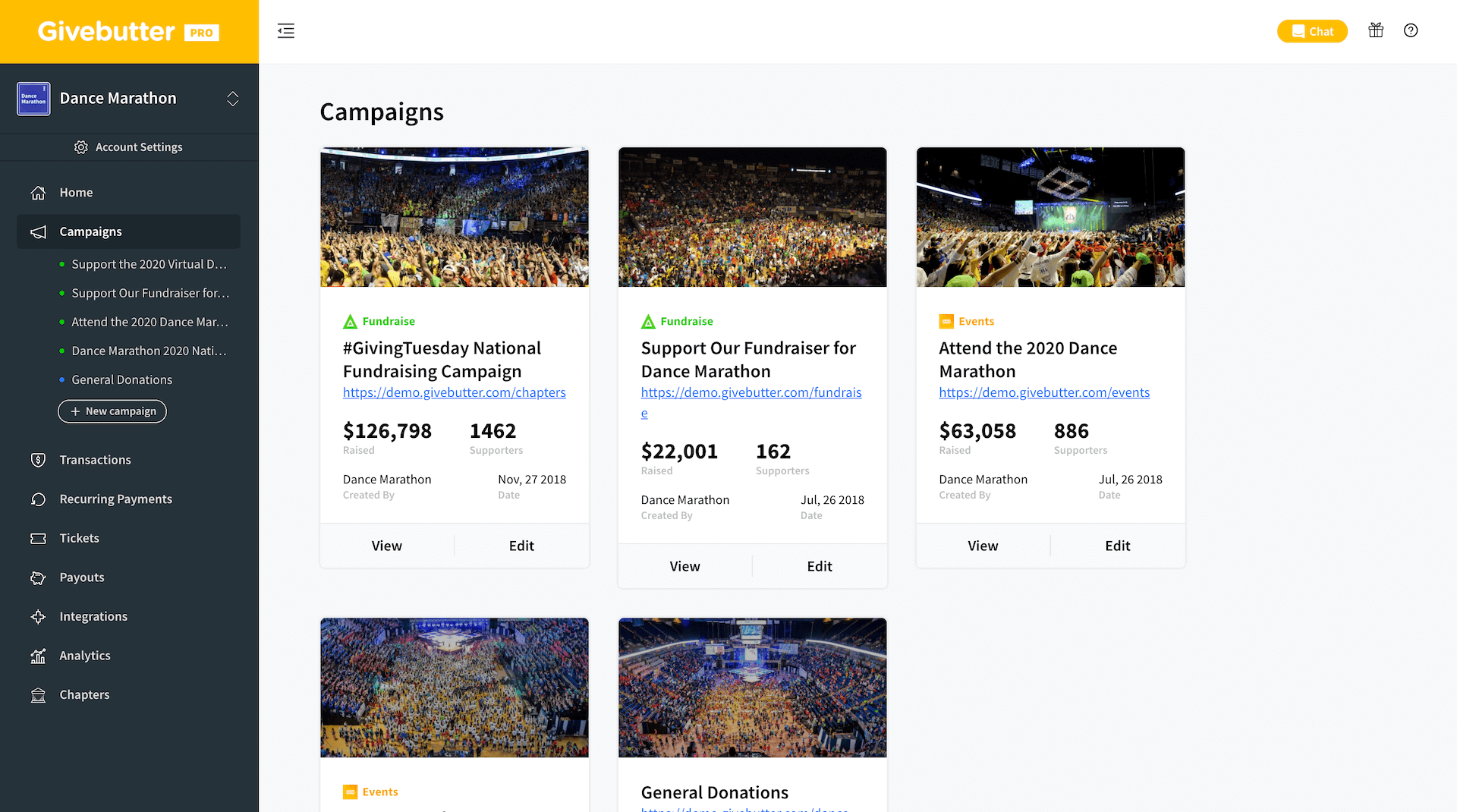 Givebutter Platform Campaigns Website Screenshot