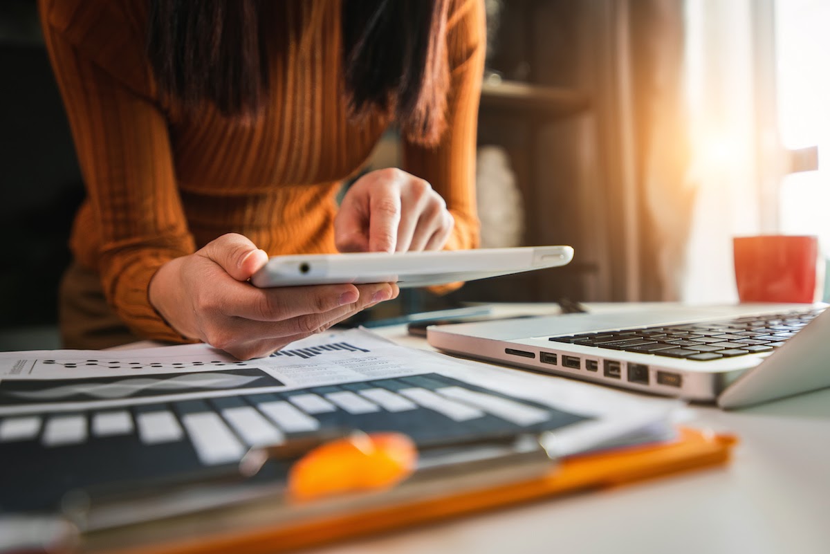 Woman using a tablet