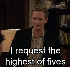 Barney Stinson highest of fives GIF