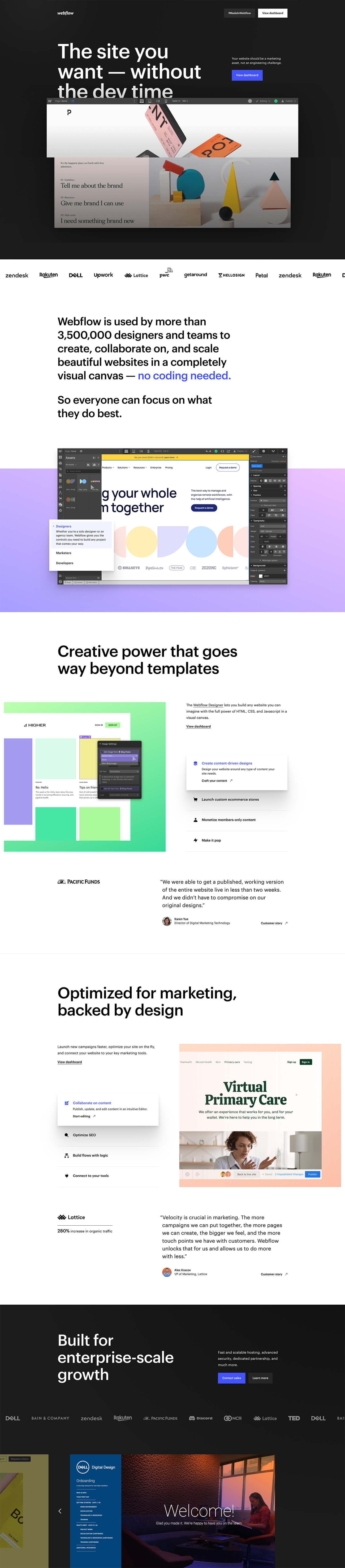 Webflow homepage screenshot