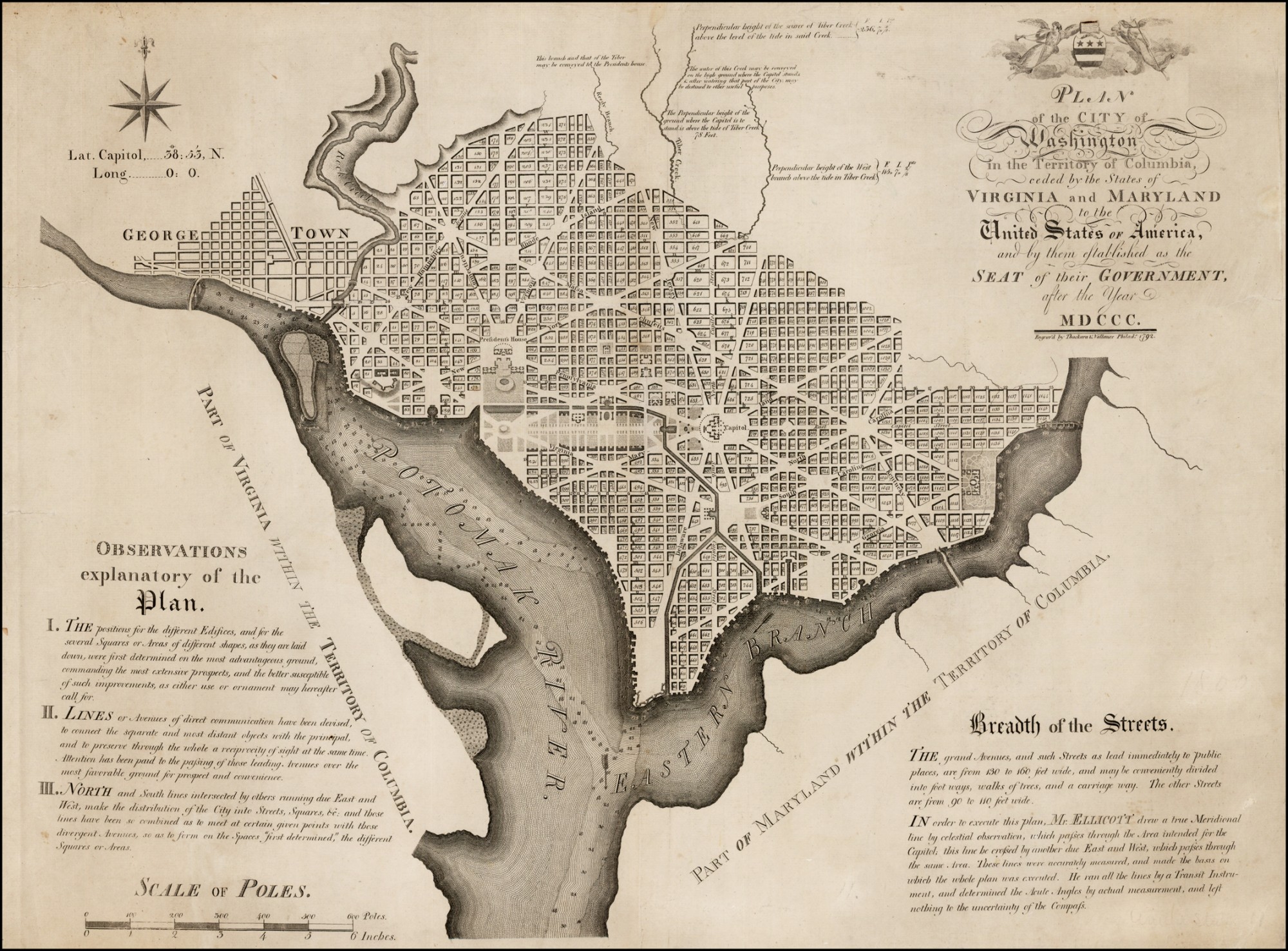 Washington DC Map Bow Tie,1791 L'Enfant Plan
