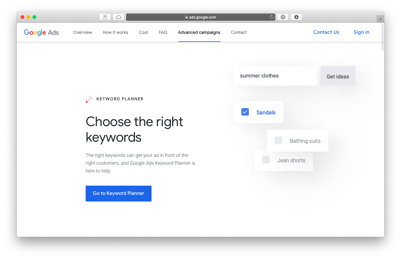 Google keyword planner