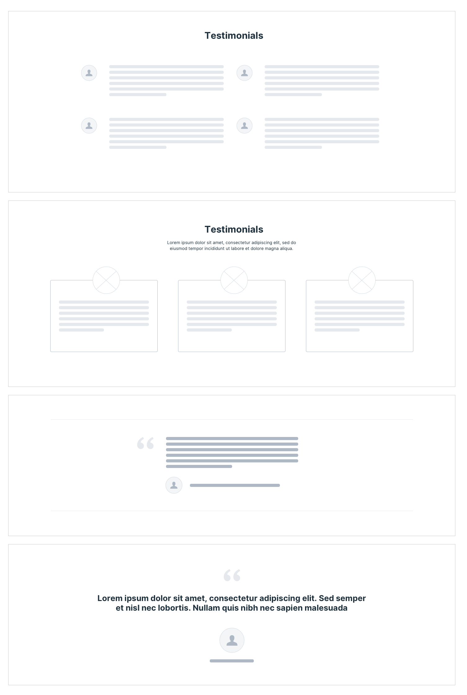 Wireframe Layout Testimonials