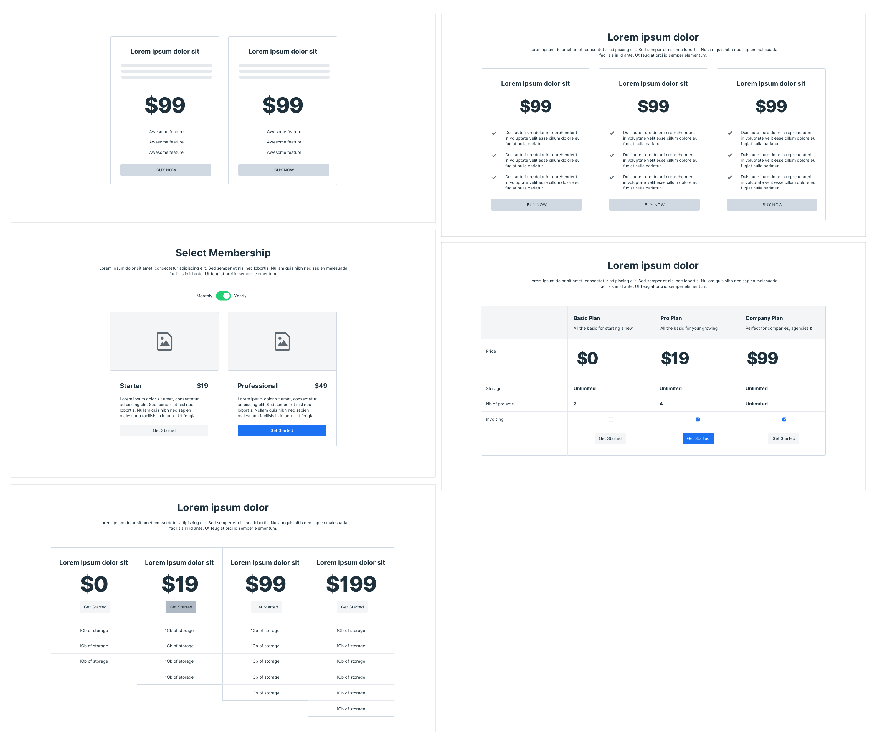 Wireframy Layout Pricing