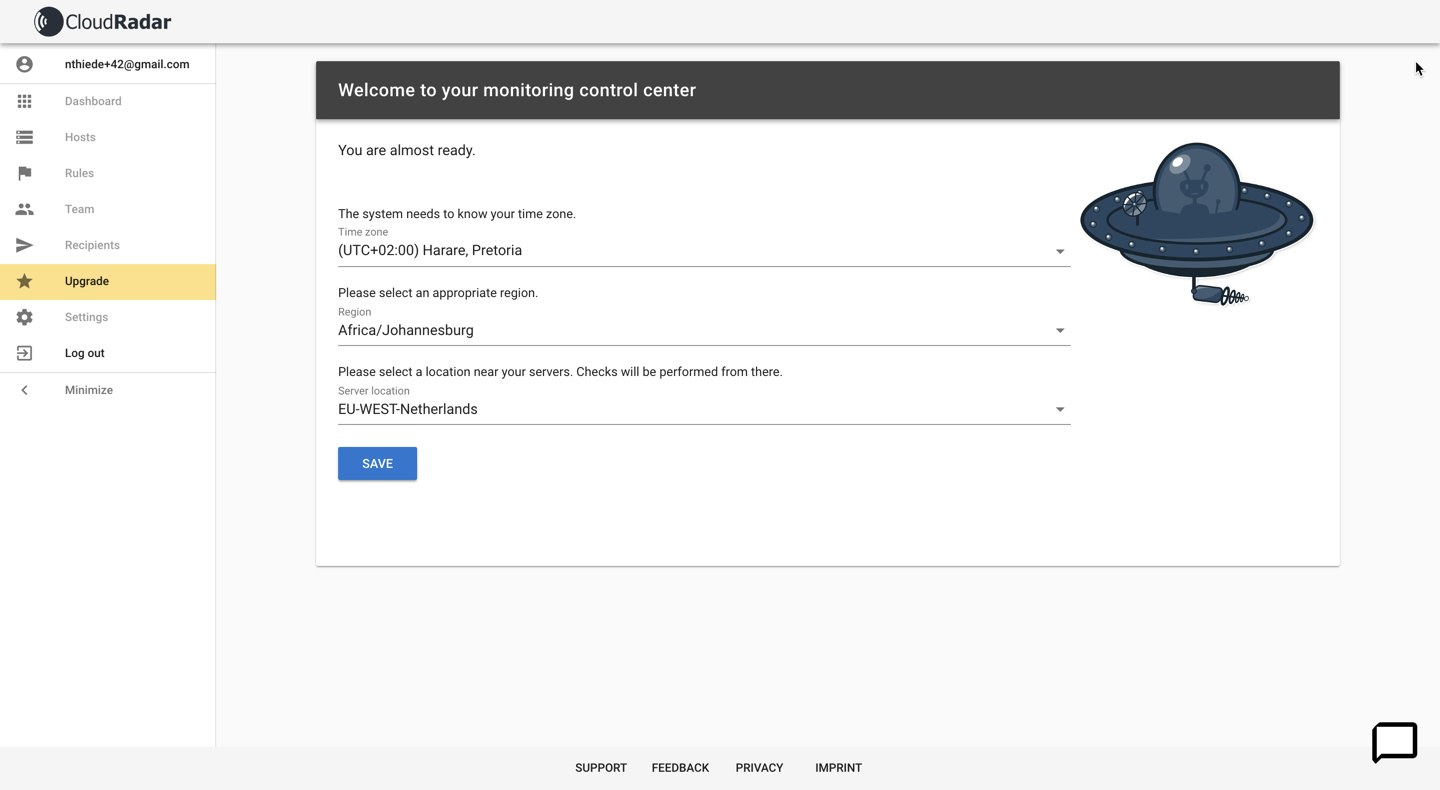 CloudRadar Monitoring - choose where checks are performed from