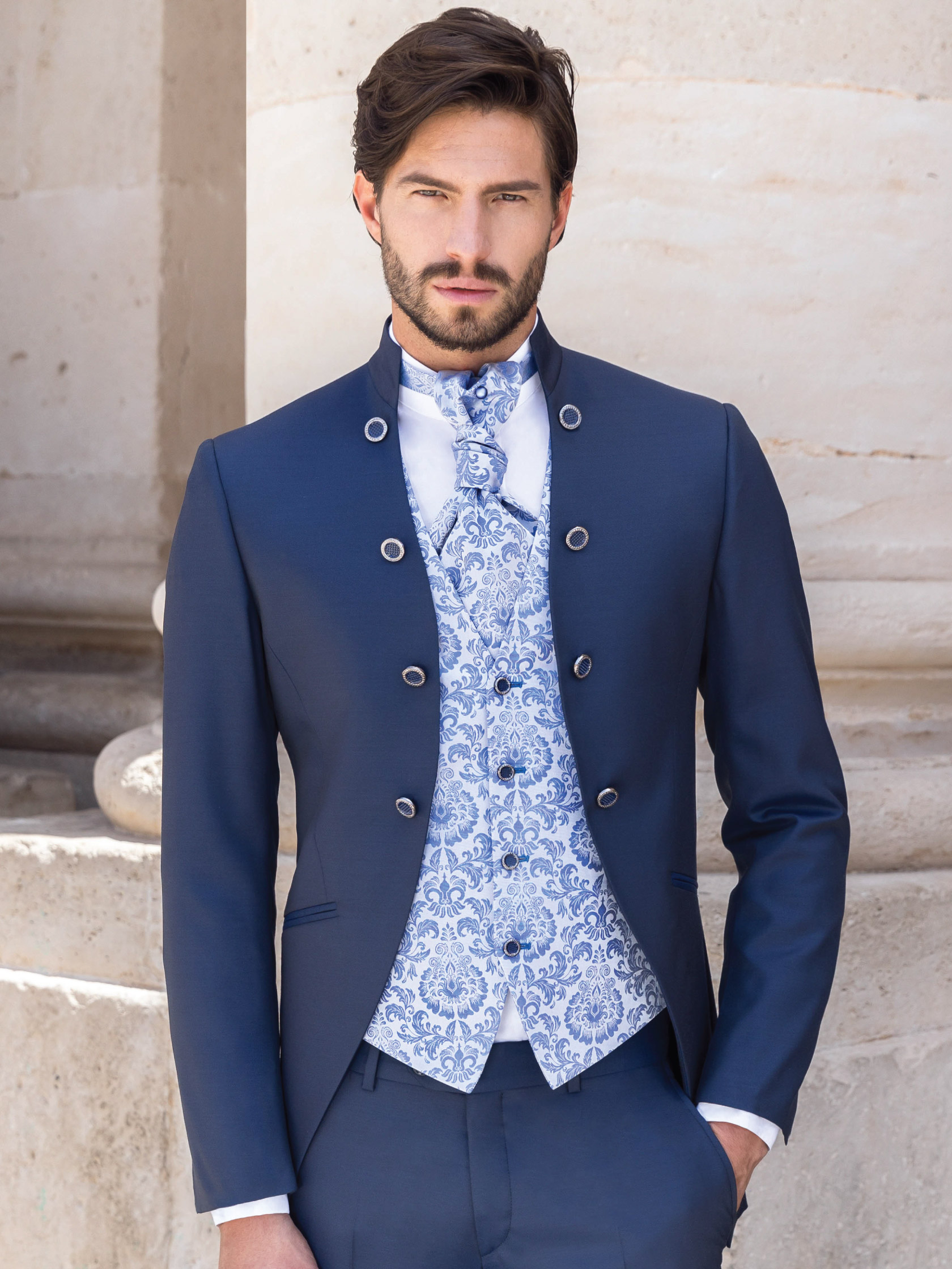 Marsina da sposo con gilet damascato - Prive 2019 - Coordinato C22N