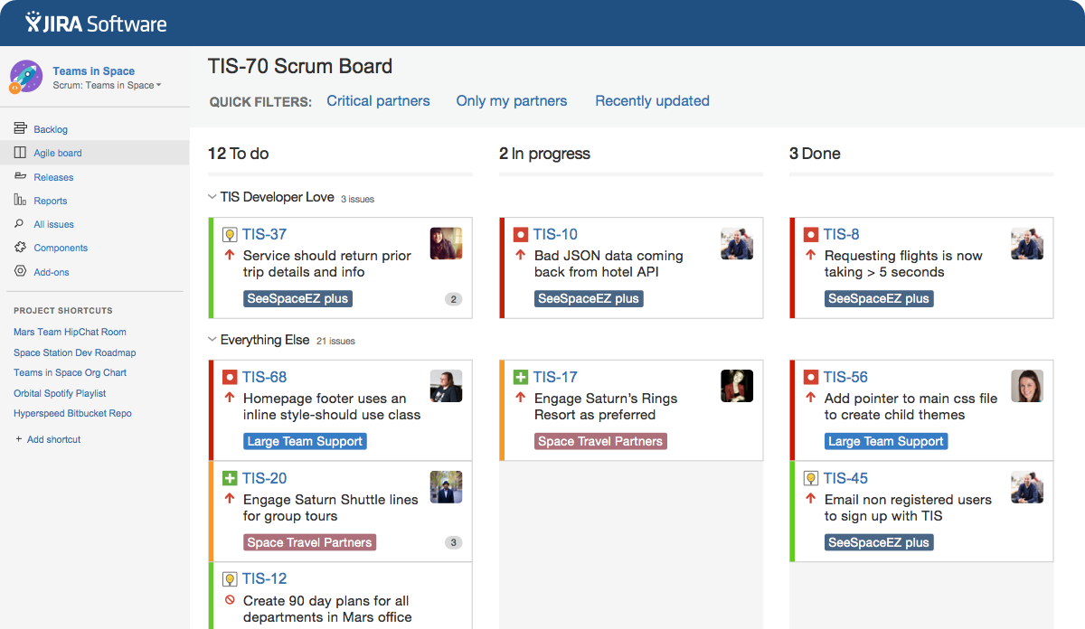 jira software screenshot of to do in progress done