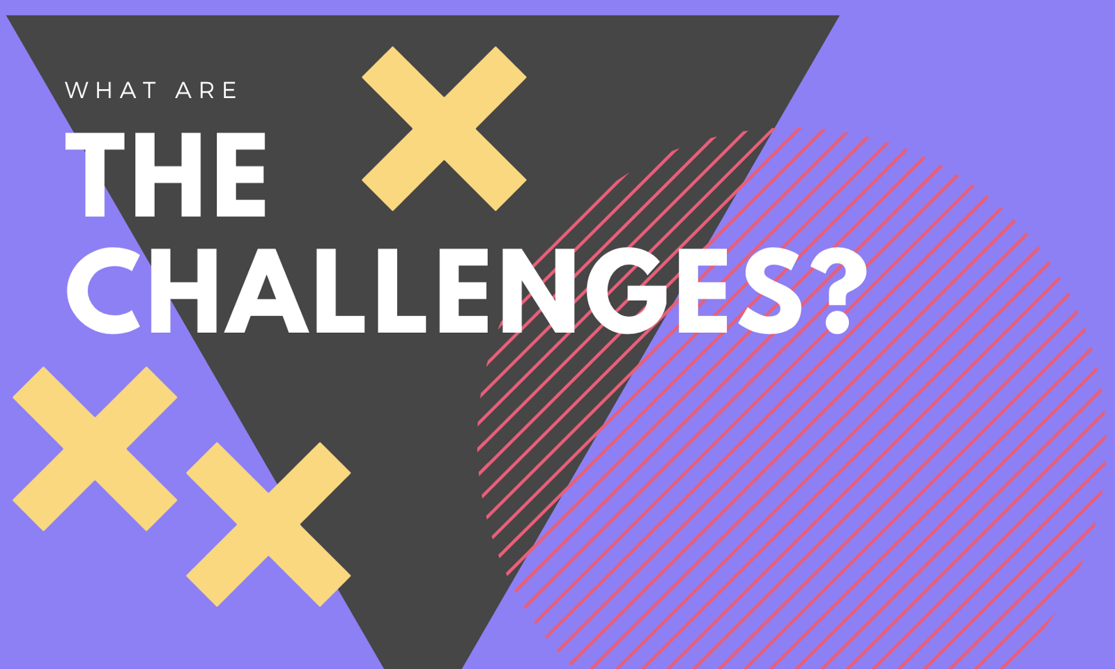 what are the challenges of scrum graphic with pink, yellow gray and purple shapes
