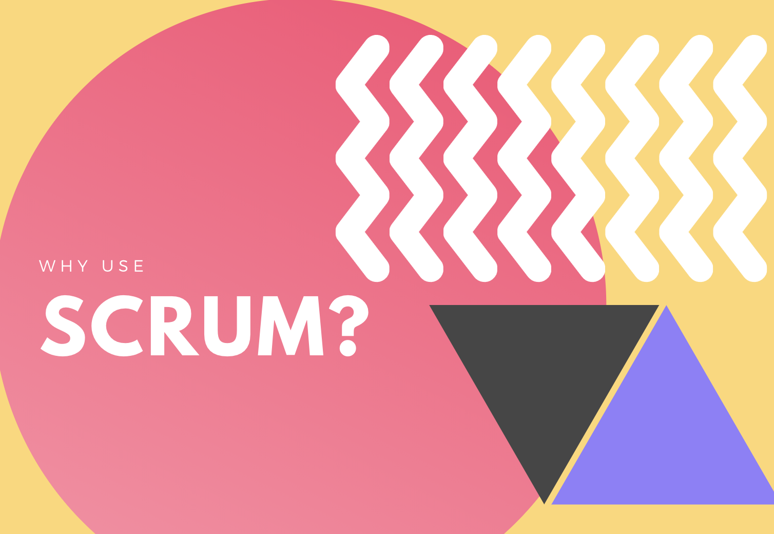 why use scrum graphic with shapes in pink, white, gray and purple