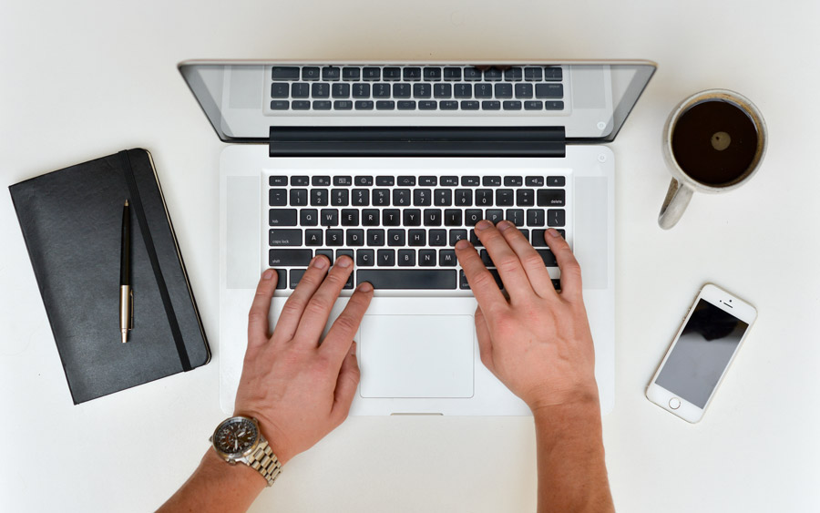 A person working at a desk