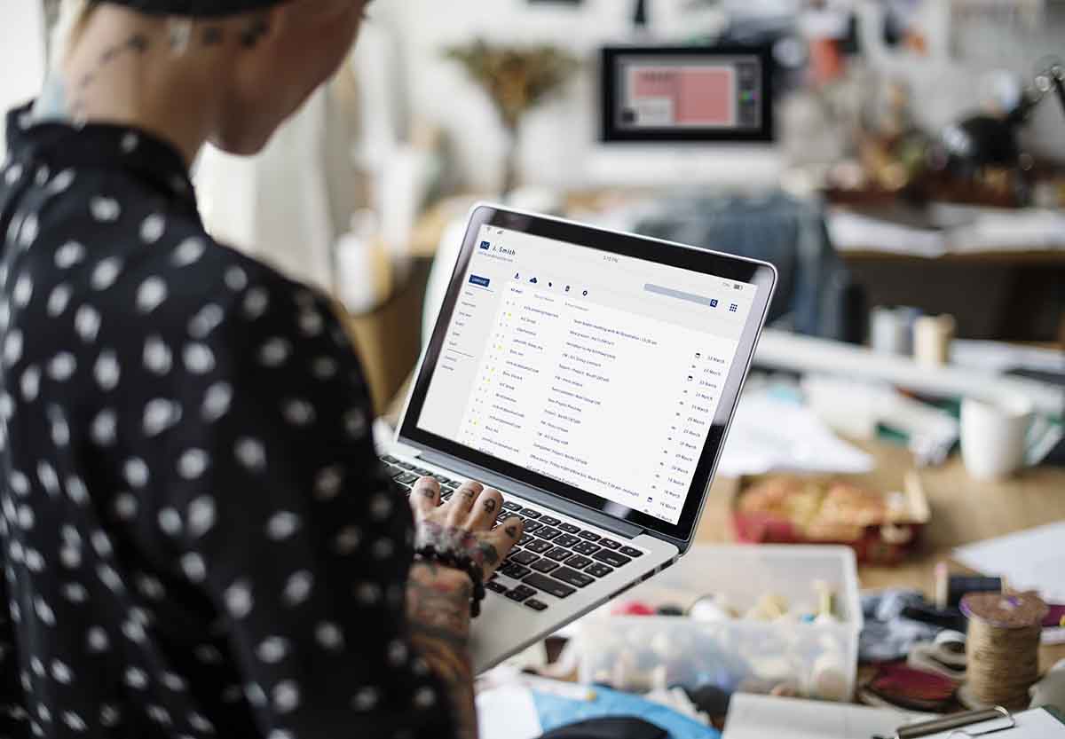 Woman looking at her emails