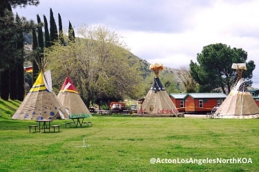 Tipi camping area on Acton Koa