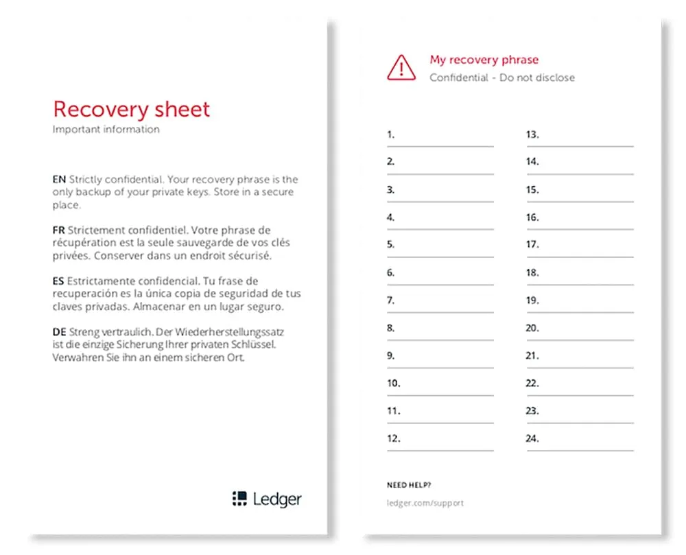 Recovery Sheet - Backup
