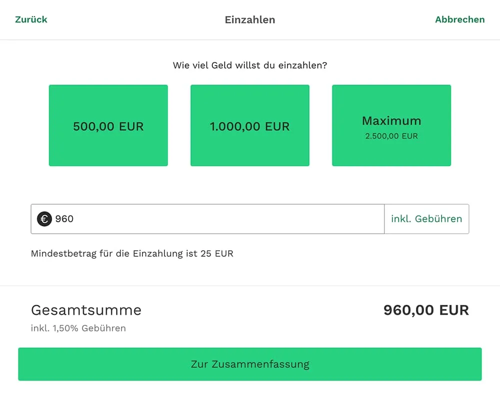 Einzahlungssumme