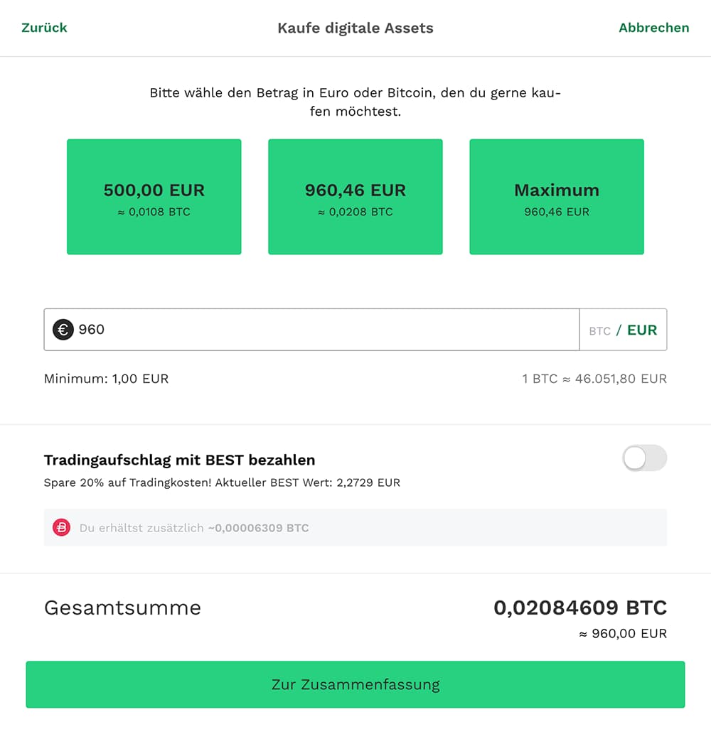 Bitcoin mit EUR bezahlen