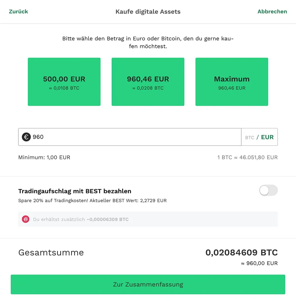 Bitcoin mit EUR bezahlen