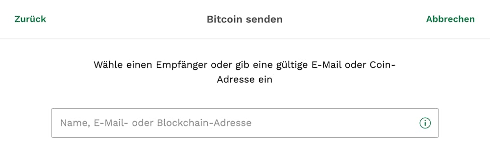 Bitcoin Empfängeradresse eingeben